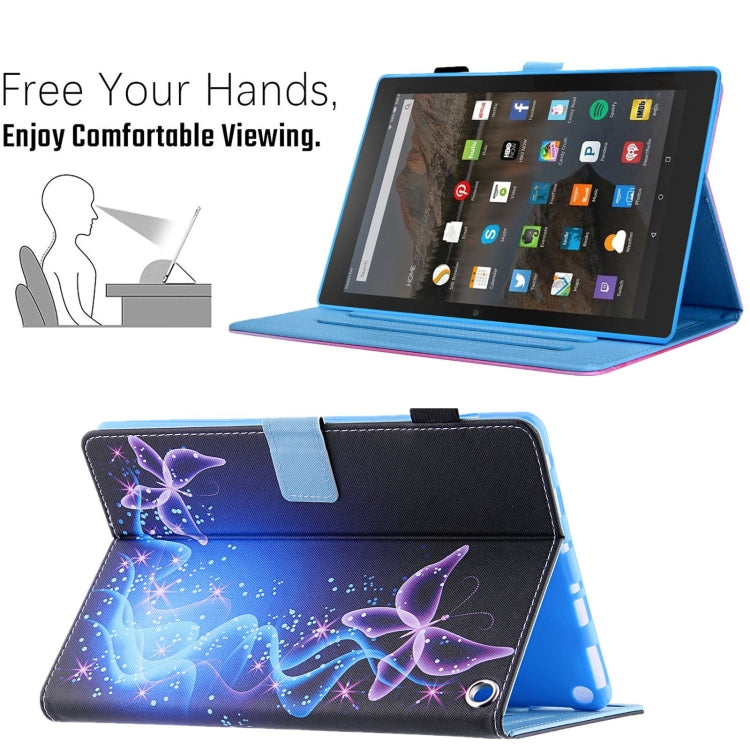 For Amazon Fire Max 11 2023 Colored Drawing Leather Smart Tablet Case(Dual Purple Butterflies) - Amazon by PMC TechLife | Online Shopping South Africa | PMC TechLife | Buy Now Pay Later Mobicred