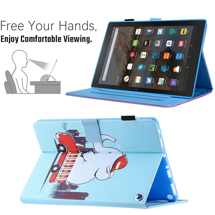 For Amazon Fire Max 11 2023 Colored Drawing Leather Smart Tablet Case(Fire Elephant) - Amazon by PMC TechLife | Online Shopping South Africa | PMC TechLife | Buy Now Pay Later Mobicred