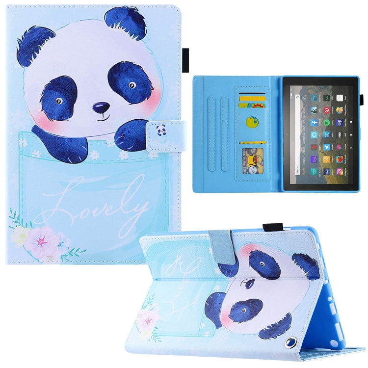 For Amazon Fire Max 11 2023 Colored Drawing Leather Smart Tablet Case(Cup Panda) - Amazon by PMC TechLife | Online Shopping South Africa | PMC TechLife | Buy Now Pay Later Mobicred
