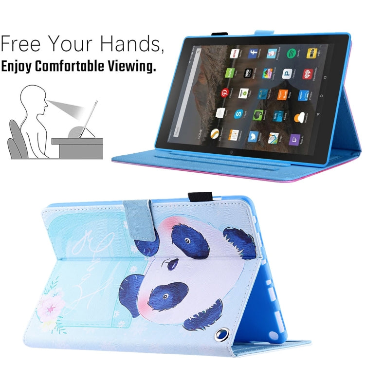 For Amazon Fire Max 11 2023 Colored Drawing Leather Smart Tablet Case(Cup Panda) - Amazon by PMC TechLife | Online Shopping South Africa | PMC TechLife | Buy Now Pay Later Mobicred