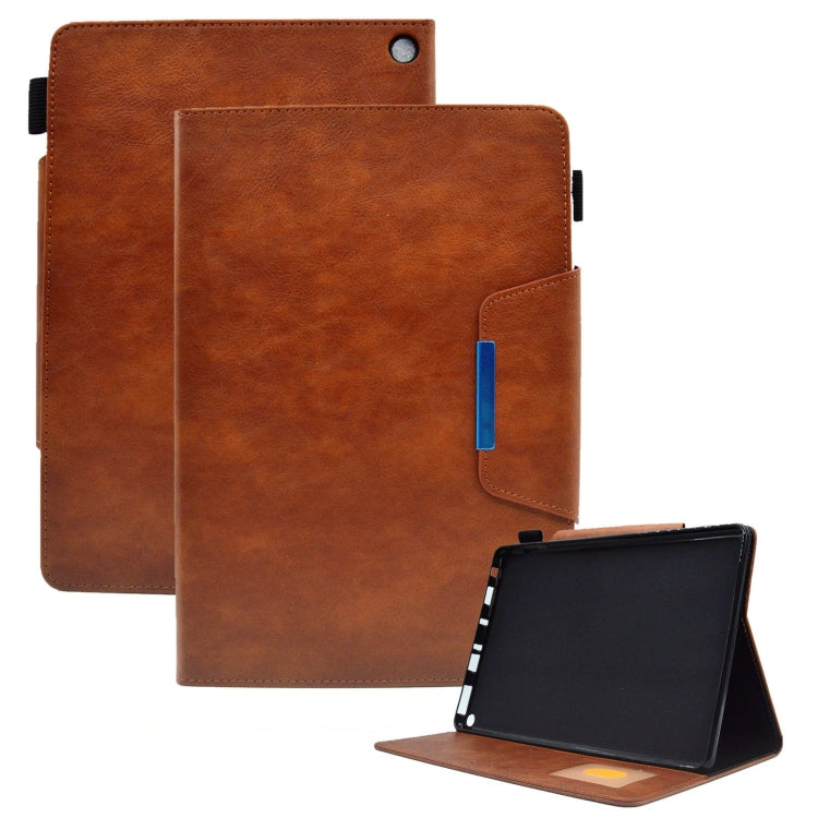 For Amazon Fire Max 11 2023 Suede Cross Texture Magnetic Clasp Leather Tablet Case(Brown) - Amazon by PMC TechLife | Online Shopping South Africa | PMC TechLife | Buy Now Pay Later Mobicred
