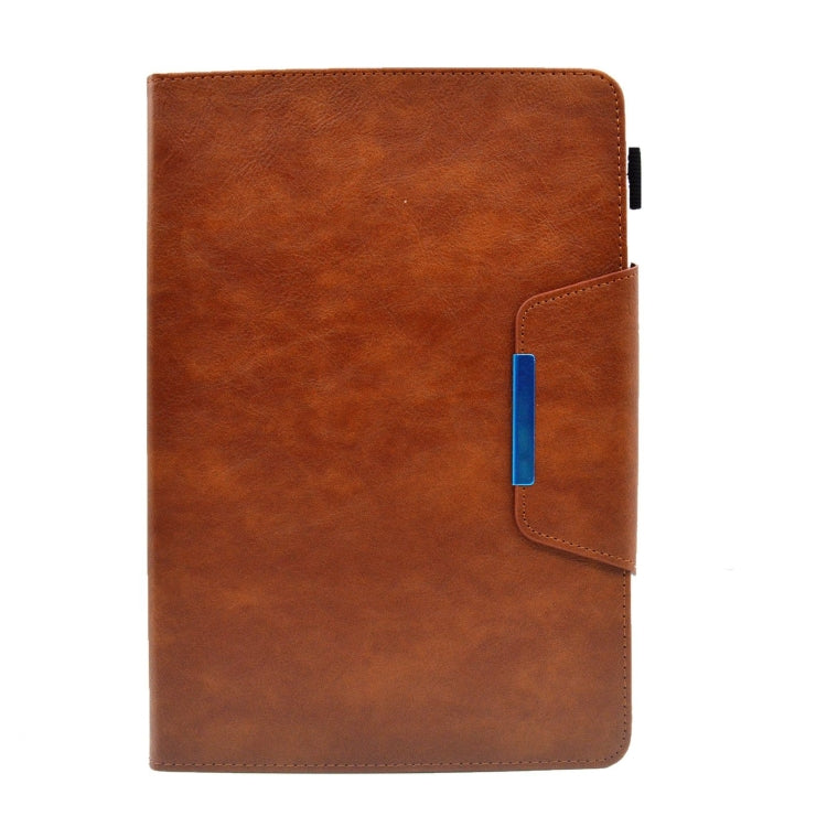 For Amazon Fire Max 11 2023 Suede Cross Texture Magnetic Clasp Leather Tablet Case(Brown) - Amazon by PMC TechLife | Online Shopping South Africa | PMC TechLife | Buy Now Pay Later Mobicred
