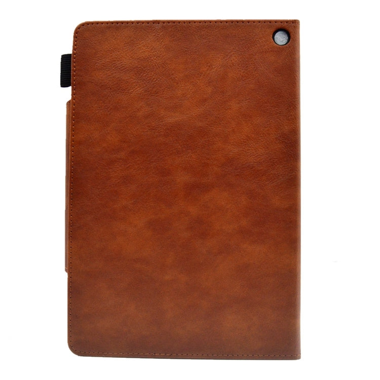 For Amazon Fire Max 11 2023 Suede Cross Texture Magnetic Clasp Leather Tablet Case(Brown) - Amazon by PMC TechLife | Online Shopping South Africa | PMC TechLife | Buy Now Pay Later Mobicred