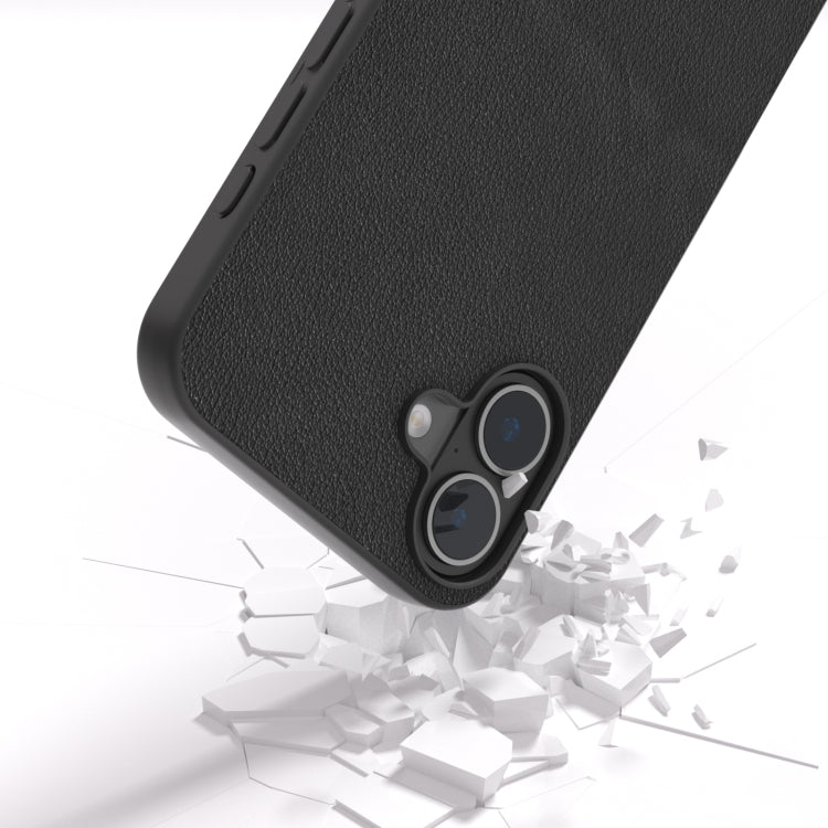 For iPhone 16 ABEEL Genuine Leather Wave Black Edge Phone Case(Black) - iPhone 16 Cases by PMC TechLife | Online Shopping South Africa | PMC TechLife | Buy Now Pay Later Mobicred