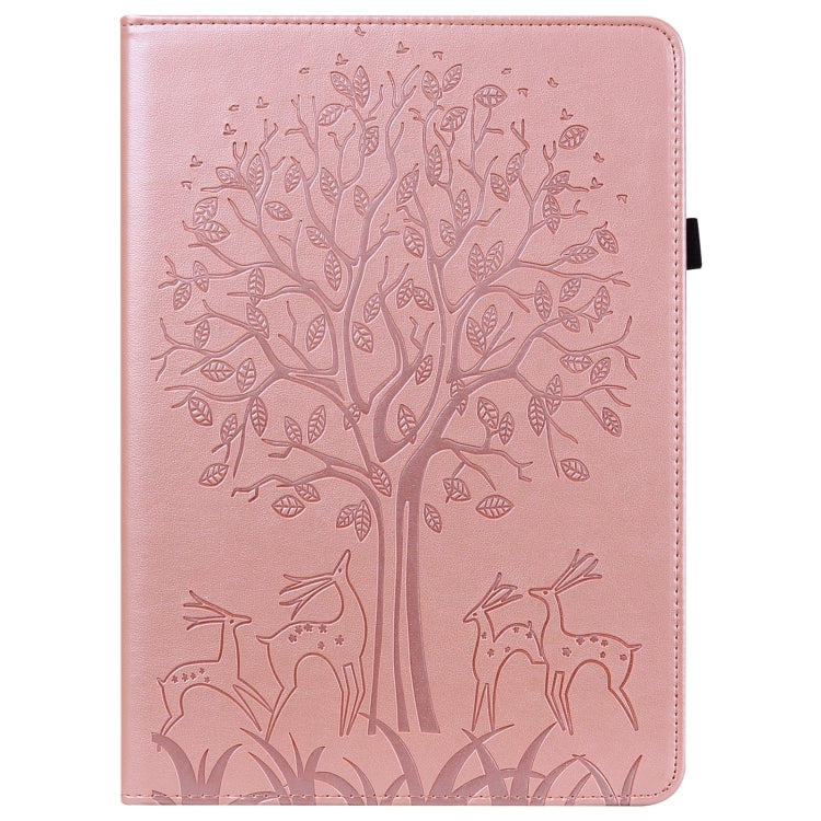 For Amazon Fire Max 11 Tree & Deer Embossed Leather Tablet Case(Pink) - Amazon by PMC TechLife | Online Shopping South Africa | PMC TechLife | Buy Now Pay Later Mobicred
