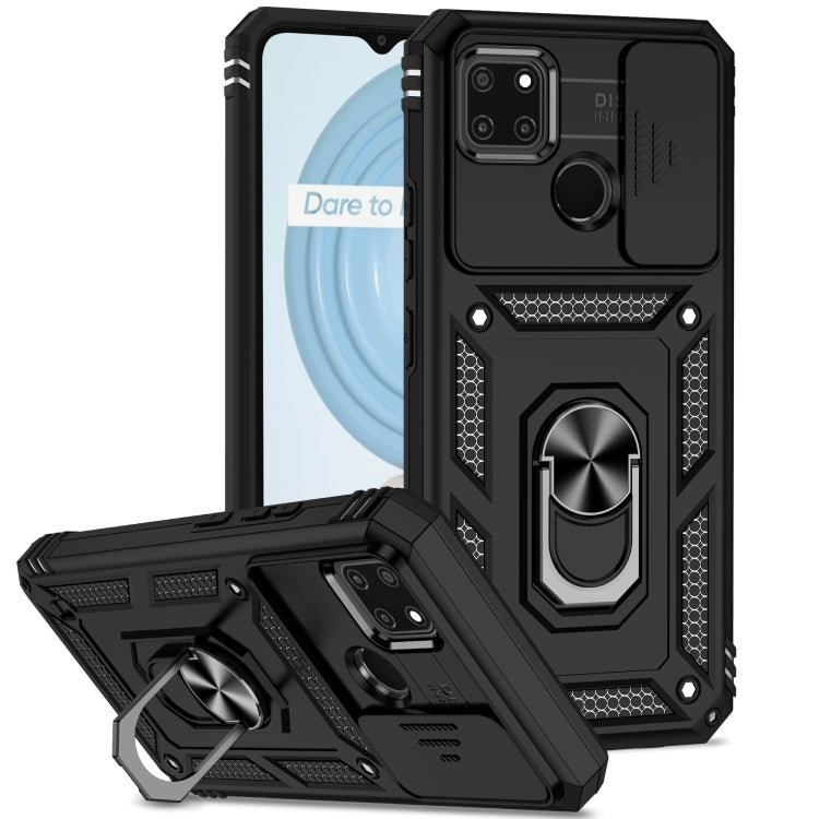 For Realme C21Y / C25Y Sliding Camshield Holder Phone Case(Black) - Realme Cases by PMC TechLife | Online Shopping South Africa | PMC TechLife | Buy Now Pay Later Mobicred