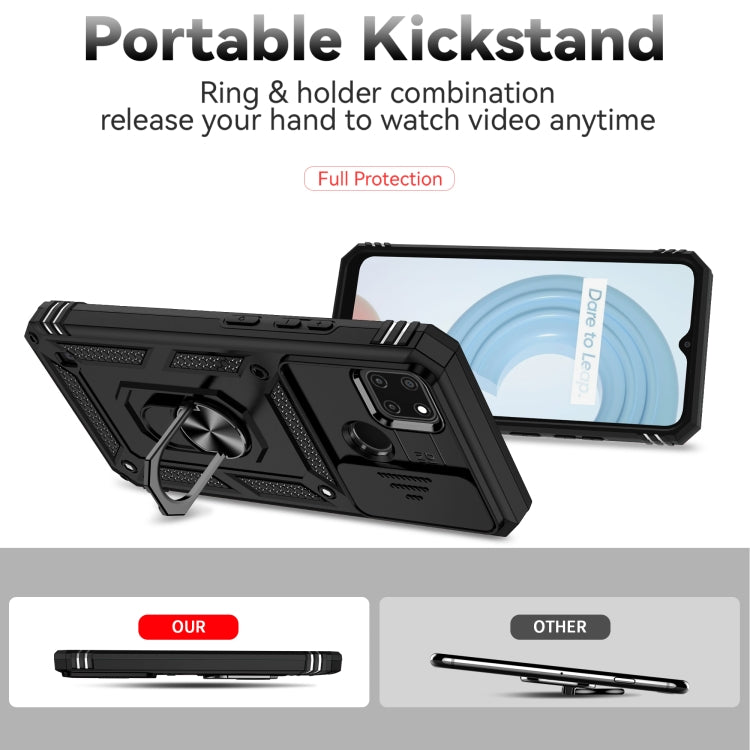 For Realme C21Y / C25Y Sliding Camshield Holder Phone Case(Black) - Realme Cases by PMC TechLife | Online Shopping South Africa | PMC TechLife | Buy Now Pay Later Mobicred