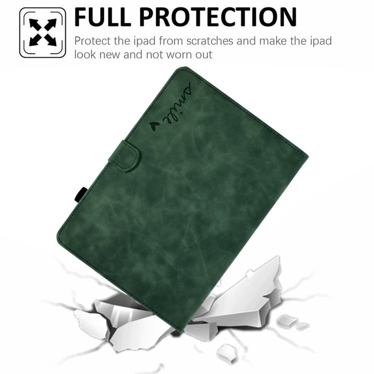 For Amazon Fire Max 11 2023 Embossed Smile Flip Smart Leather Tablet Case(Green) - Amazon by PMC TechLife | Online Shopping South Africa | PMC TechLife | Buy Now Pay Later Mobicred