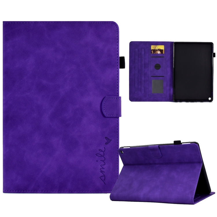 For Amazon Fire Max 11 2023 Embossed Smile Flip Smart Leather Tablet Case(Purple) - Amazon by PMC TechLife | Online Shopping South Africa | PMC TechLife | Buy Now Pay Later Mobicred