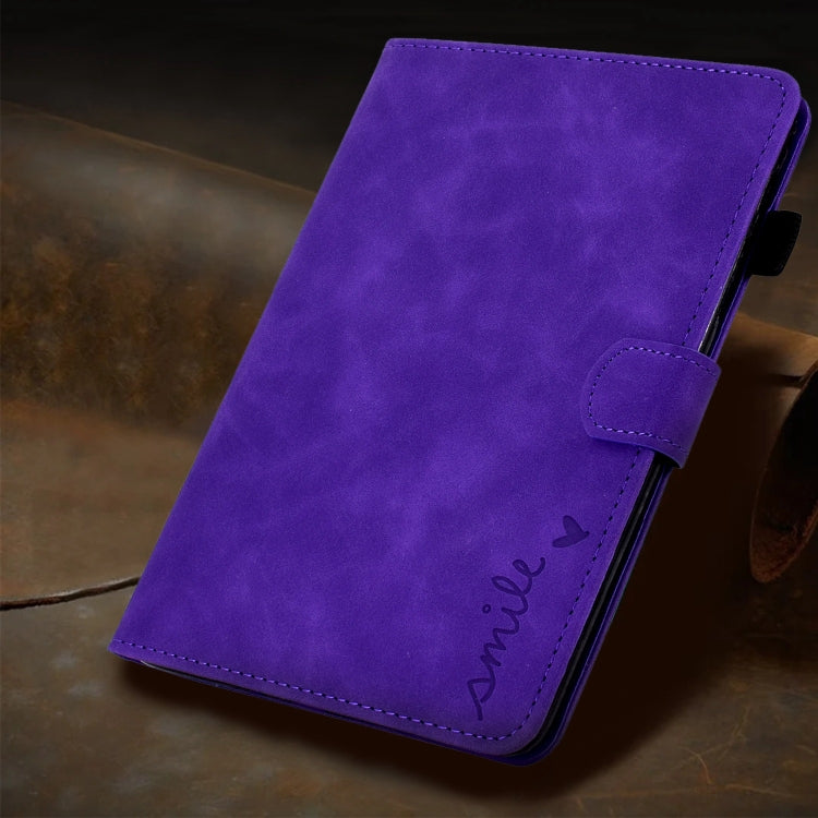 For Amazon Fire Max 11 2023 Embossed Smile Flip Smart Leather Tablet Case(Purple) - Amazon by PMC TechLife | Online Shopping South Africa | PMC TechLife | Buy Now Pay Later Mobicred