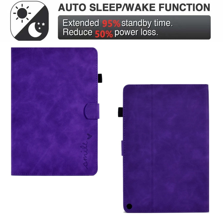 For Amazon Fire Max 11 2023 Embossed Smile Flip Smart Leather Tablet Case(Purple) - Amazon by PMC TechLife | Online Shopping South Africa | PMC TechLife | Buy Now Pay Later Mobicred