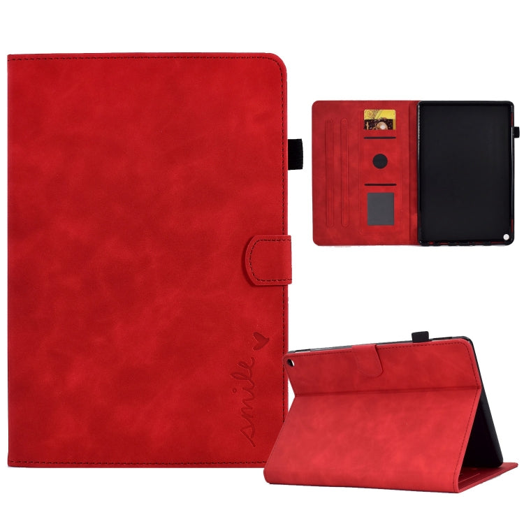 For Amazon Fire Max 11 2023 Embossed Smile Flip Smart Leather Tablet Case(Red) - Amazon by PMC TechLife | Online Shopping South Africa | PMC TechLife | Buy Now Pay Later Mobicred