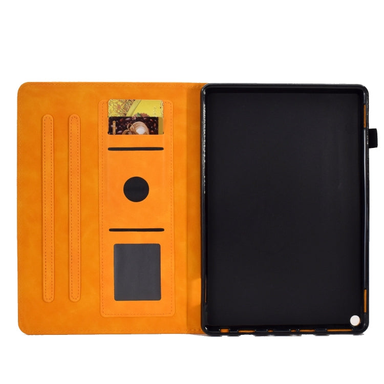 For Amazon Fire Max 11 2023 Embossed Smile Flip Smart Leather Tablet Case(Khaki) - Amazon by PMC TechLife | Online Shopping South Africa | PMC TechLife | Buy Now Pay Later Mobicred