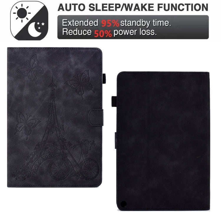 For Amazon Fire Max 11 2023 Embossed Tower Flip Smart Leather Tablet Case(Black) - Amazon by PMC TechLife | Online Shopping South Africa | PMC TechLife | Buy Now Pay Later Mobicred