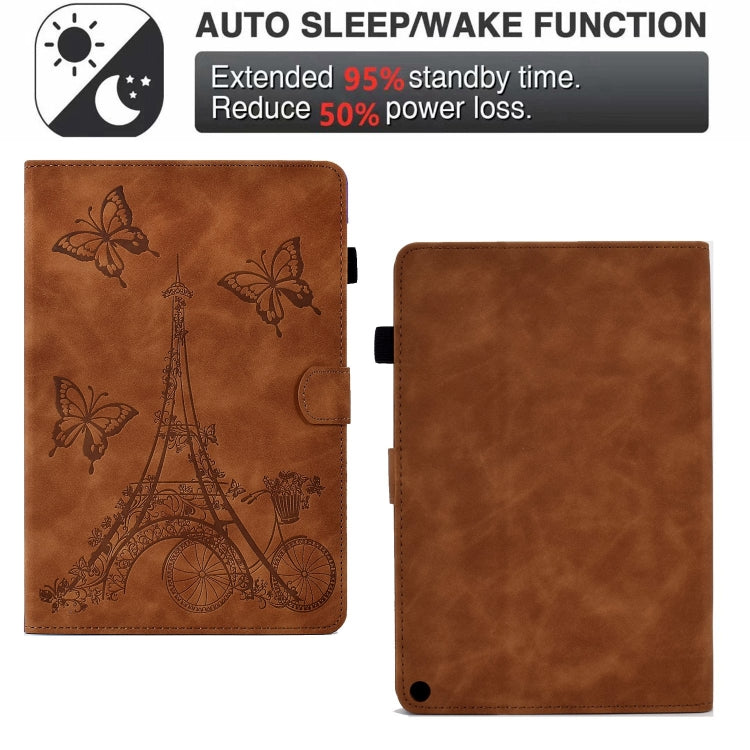For Amazon Fire Max 11 2023 Embossed Tower Flip Smart Leather Tablet Case(Brown) - Amazon by PMC TechLife | Online Shopping South Africa | PMC TechLife | Buy Now Pay Later Mobicred
