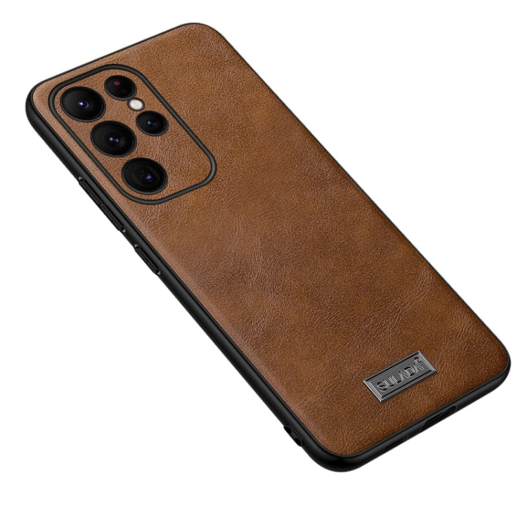 For Samsung Galaxy S24 Ultra 5G SULADA Shockproof TPU Hybrid Handmade Leather Phone Case(Brown) - Galaxy S24 Ultra 5G Cases by SULADA | Online Shopping South Africa | PMC TechLife | Buy Now Pay Later Mobicred