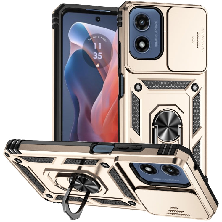 For Motorola Moto G Play 5G 2024 Sliding Camshield Holder Phone Case(Gold) - free shipping - PMC Jewellery - Order now!