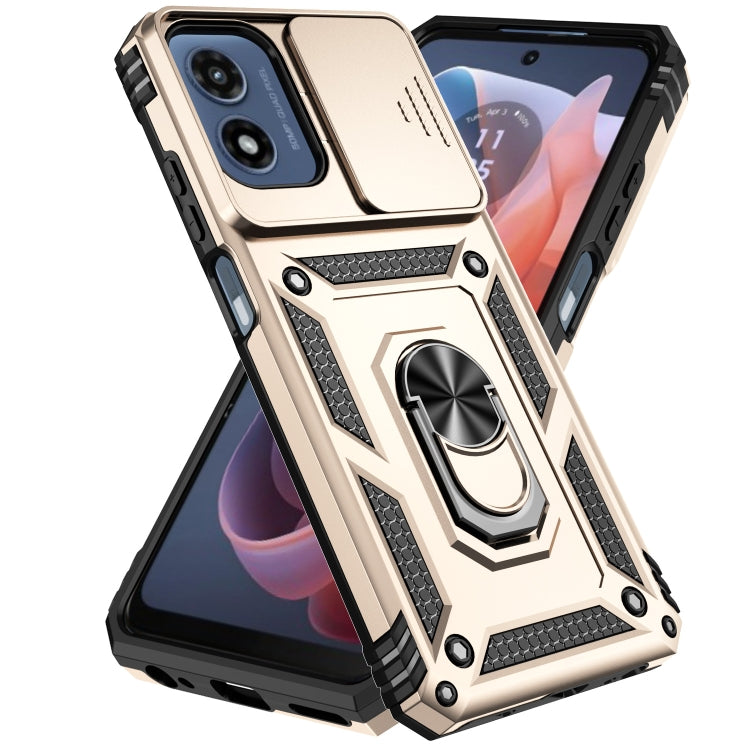 For Motorola Moto G Play 5G 2024 Sliding Camshield Holder Phone Case(Gold) - free shipping - PMC Jewellery - Order now!