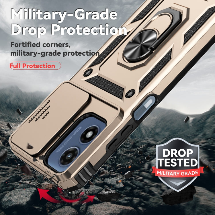 For Motorola Moto G Play 5G 2024 Sliding Camshield Holder Phone Case(Gold) - free shipping - PMC Jewellery - Order now!