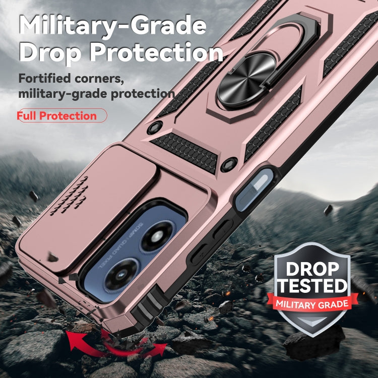 For Motorola Moto G Play 5G 2024 Sliding Camshield Holder Phone Case(Rose Gold) - Motorola Cases by PMC Jewellery | Online Shopping South Africa | PMC Jewellery | Buy Now Pay Later Mobicred