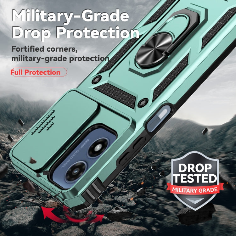 For Motorola Moto G Play 5G 2024 Sliding Camshield Holder Phone Case(Dark Green) - Motorola Cases by PMC Jewellery | Online Shopping South Africa | PMC Jewellery | Buy Now Pay Later Mobicred