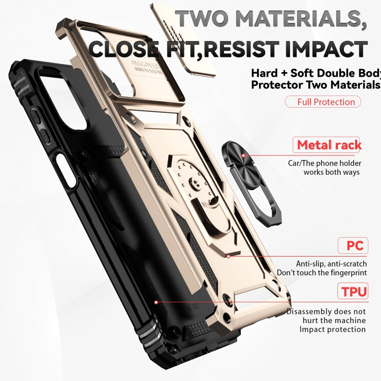 For Motorola Moto G22 5G / Moto G Play 2024 Sliding Camshield Holder Phone Case(Gold) - Motorola Cases by PMC Jewellery | Online Shopping South Africa | PMC Jewellery | Buy Now Pay Later Mobicred