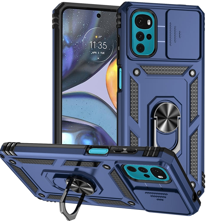 For Motorola Moto G22 5G / Moto G Play 2024 Sliding Camshield Holder Phone Case(Blue) - Motorola Cases by PMC Jewellery | Online Shopping South Africa | PMC Jewellery | Buy Now Pay Later Mobicred