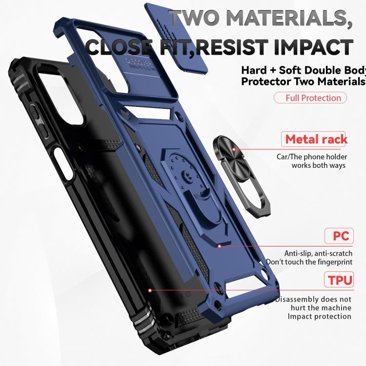 For Motorola Moto G22 5G / Moto G Play 2024 Sliding Camshield Holder Phone Case(Blue) - Motorola Cases by PMC Jewellery | Online Shopping South Africa | PMC Jewellery | Buy Now Pay Later Mobicred