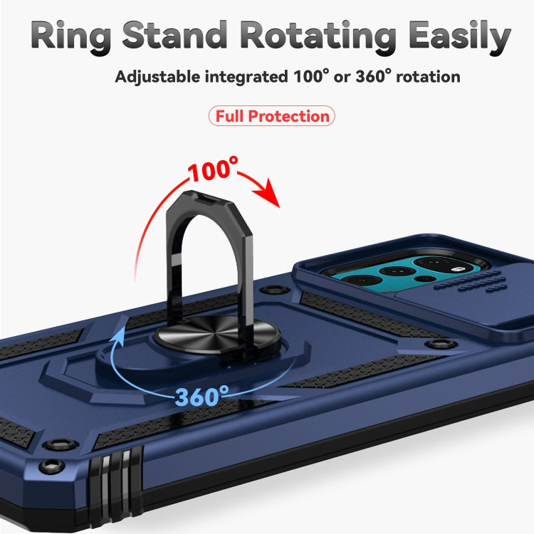 For Motorola Moto G22 5G / Moto G Play 2024 Sliding Camshield Holder Phone Case(Blue) - Motorola Cases by PMC Jewellery | Online Shopping South Africa | PMC Jewellery | Buy Now Pay Later Mobicred