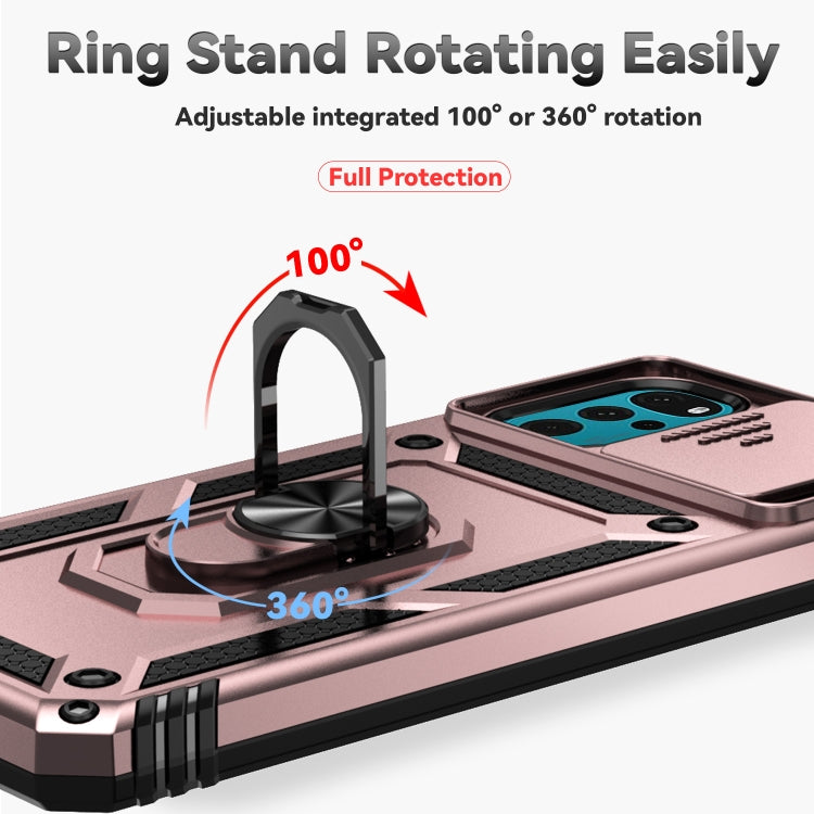 For Motorola Moto G22 5G / Moto G Play 2024 Sliding Camshield Holder Phone Case(Rose Gold) - Motorola Cases by PMC Jewellery | Online Shopping South Africa | PMC Jewellery | Buy Now Pay Later Mobicred