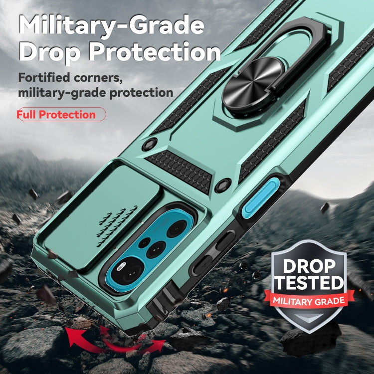 For Motorola Moto G22 5G / Moto G Play 2024 Sliding Camshield Holder Phone Case(Dark Green) - Motorola Cases by PMC Jewellery | Online Shopping South Africa | PMC Jewellery | Buy Now Pay Later Mobicred