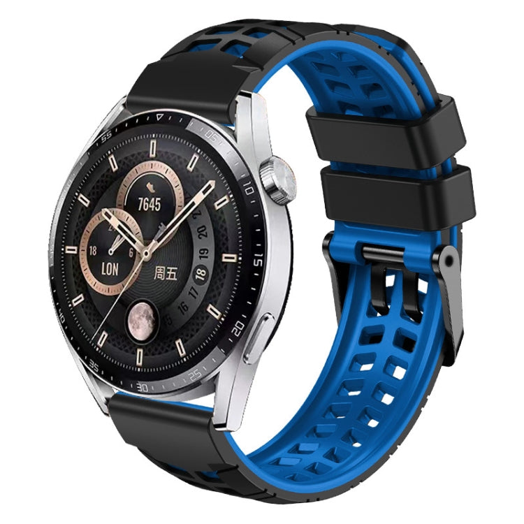 For Huawei Watch4 / 4 Pro / Watch3 / 3 Pro 22mm Double-row Hole Two-color Silicone Watch Band(Black Blue) - free shipping - PMC TechLife - Order now!