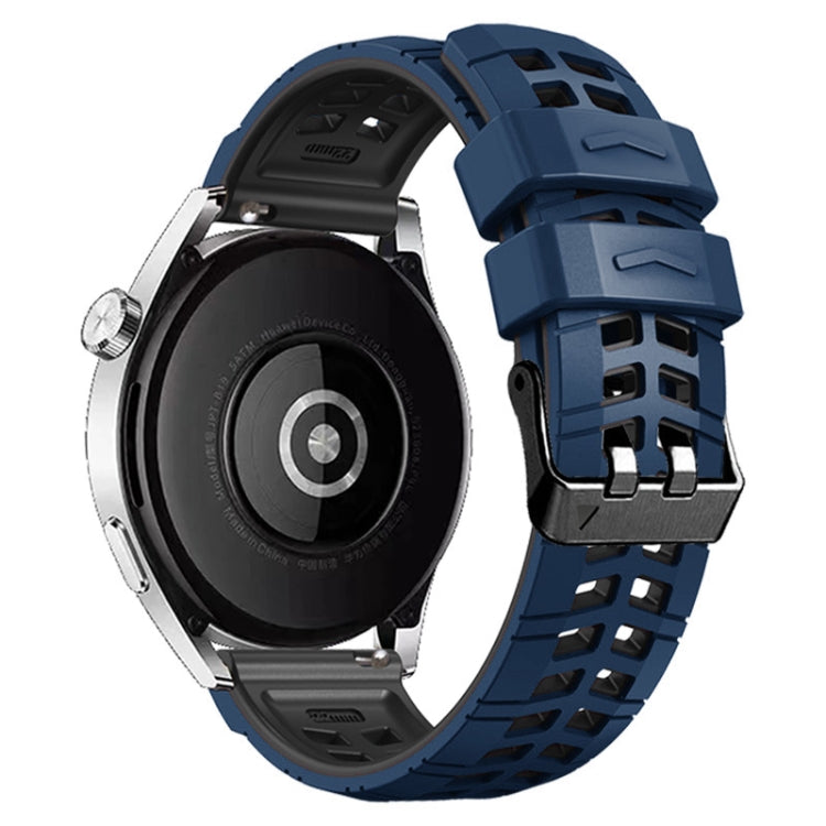 For Huawei Watch4 / 4 Pro / Watch3 / 3 Pro 22mm Double-row Hole Two-color Silicone Watch Band(Midnight Blue Black) - Watch Bands by PMC TechLife | Online Shopping South Africa | PMC TechLife