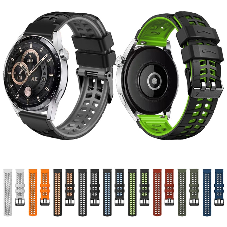 For Huawei Watch4 / 4 Pro / Watch3 / 3 Pro 22mm Double-row Hole Two-color Silicone Watch Band(Black Blue) - free shipping - PMC TechLife - Order now!