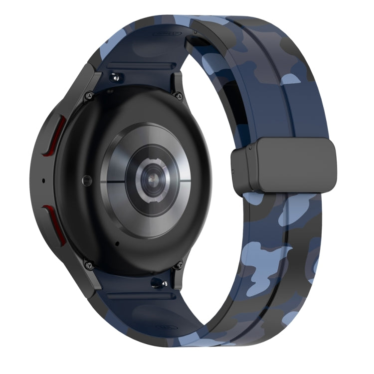 For Samsung Galaxy Watch5 / 5 Pro / Watch 4 / 4 Classic Magnetic Clasp Camouflage Silicone Watch Band(Camouflage Midnight Blue) - free shipping - PMC TechLife - Order now!