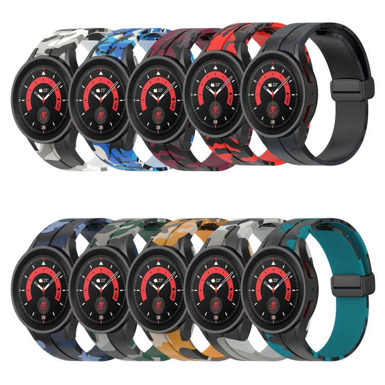For Samsung Galaxy Watch5 / 5 Pro / Watch 4 / 4 Classic Magnetic Clasp Camouflage Silicone Watch Band(Camouflage Midnight Blue) - free shipping - PMC TechLife - Order now!