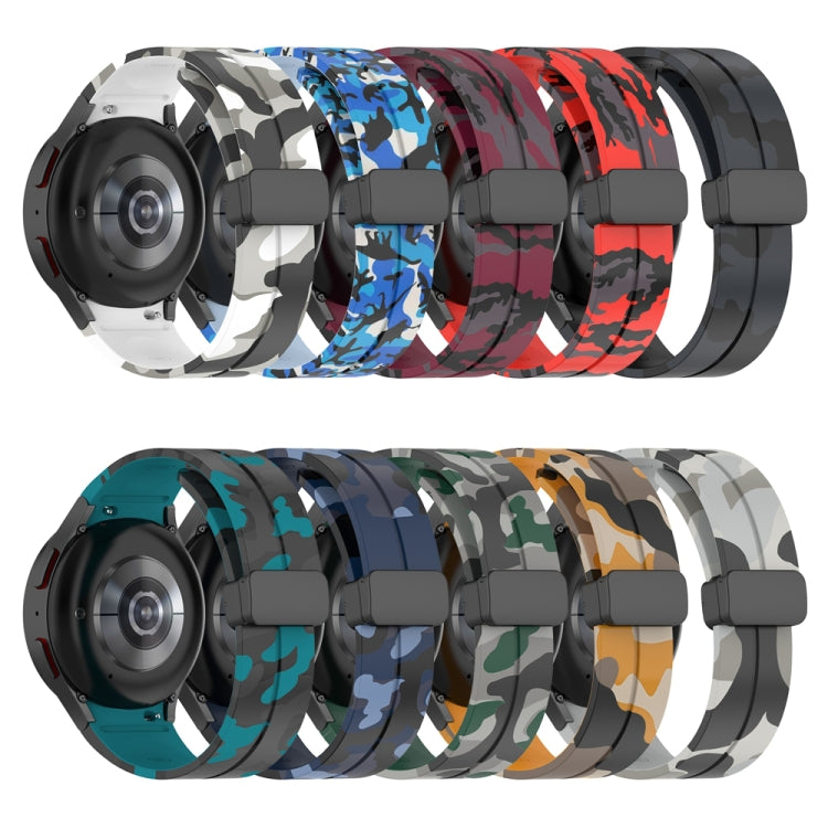 For Samsung Galaxy Watch5 / 5 Pro / Watch 4 / 4 Classic Magnetic Clasp Camouflage Silicone Watch Band(Camouflage Midnight Blue) - free shipping - PMC TechLife - Order now!