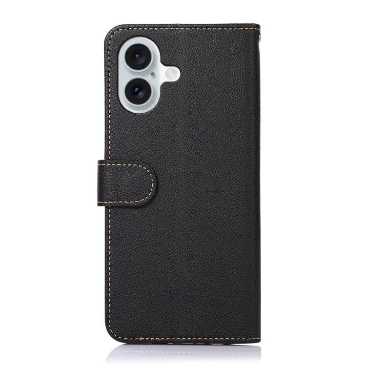 For iPhone 16 Plus KHAZNEH Litchi Texture Leather RFID Phone Case(Black) - iPhone 16 Plus Cases by PMC TechLife | Online Shopping South Africa | PMC TechLife | Buy Now Pay Later Mobicred