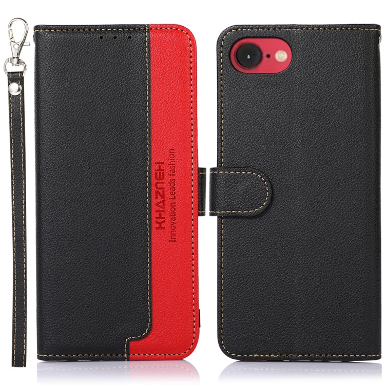 For iPhone 16e KHAZNEH Litchi Texture Leather RFID Phone Case(Black) - iPhone 16e Cases by PMC TechLife | Online Shopping South Africa | PMC TechLife | Buy Now Pay Later Mobicred