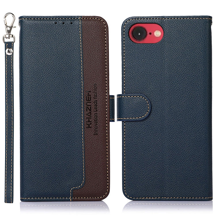 For iPhone 16e KHAZNEH Litchi Texture Leather RFID Phone Case(Blue) - iPhone 16e Cases by PMC TechLife | Online Shopping South Africa | PMC TechLife | Buy Now Pay Later Mobicred