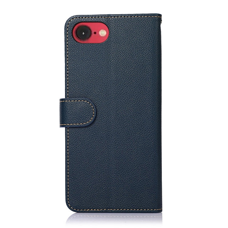 For iPhone 16e KHAZNEH Litchi Texture Leather RFID Phone Case(Blue) - iPhone 16e Cases by PMC TechLife | Online Shopping South Africa | PMC TechLife | Buy Now Pay Later Mobicred