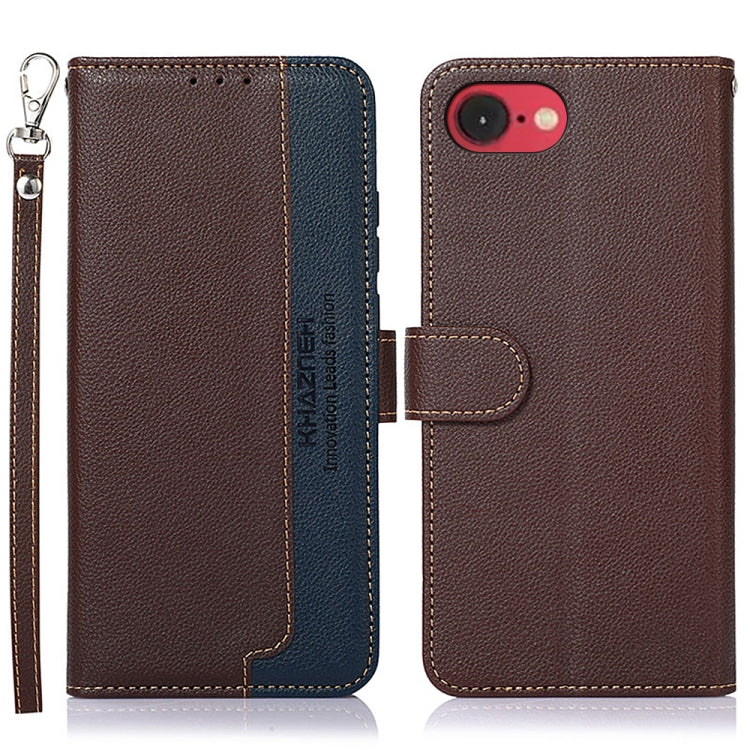 For iPhone 16e KHAZNEH Litchi Texture Leather RFID Phone Case(Brown) - iPhone 16e Cases by PMC TechLife | Online Shopping South Africa | PMC TechLife | Buy Now Pay Later Mobicred