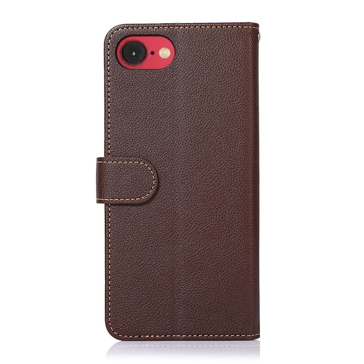 For iPhone 16e KHAZNEH Litchi Texture Leather RFID Phone Case(Brown) - iPhone 16e Cases by PMC TechLife | Online Shopping South Africa | PMC TechLife | Buy Now Pay Later Mobicred