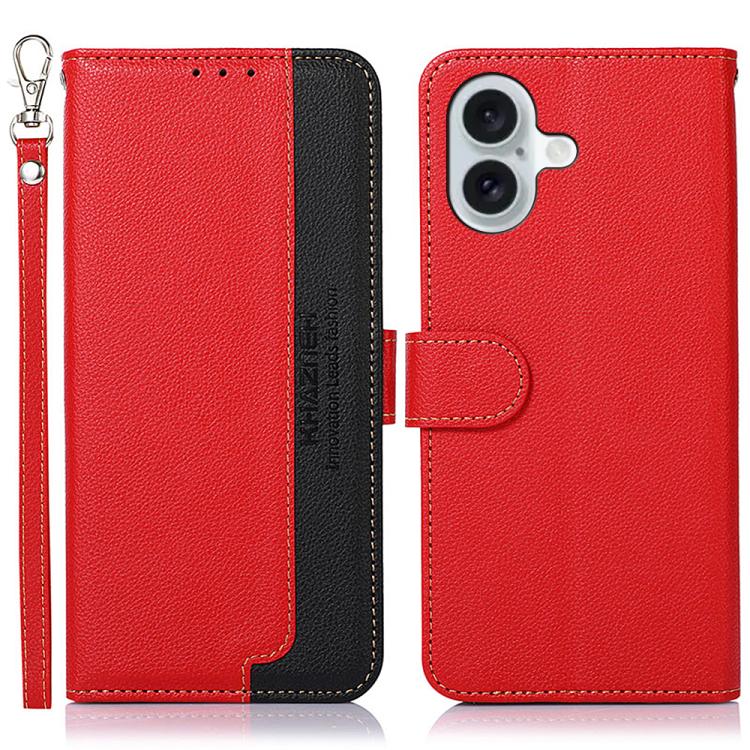 For iPhone 17 KHAZNEH Litchi Texture Leather RFID Phone Case(Red) - free shipping - PMc TechLife - Order now!