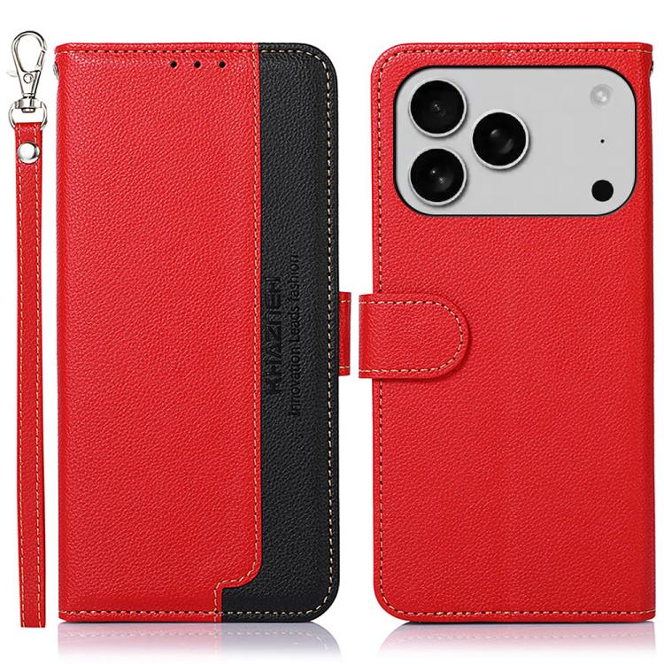 For iPhone 17 Pro Max KHAZNEH Litchi Texture Leather RFID Phone Case(Red) - free shipping - PMc TechLife - Order now!