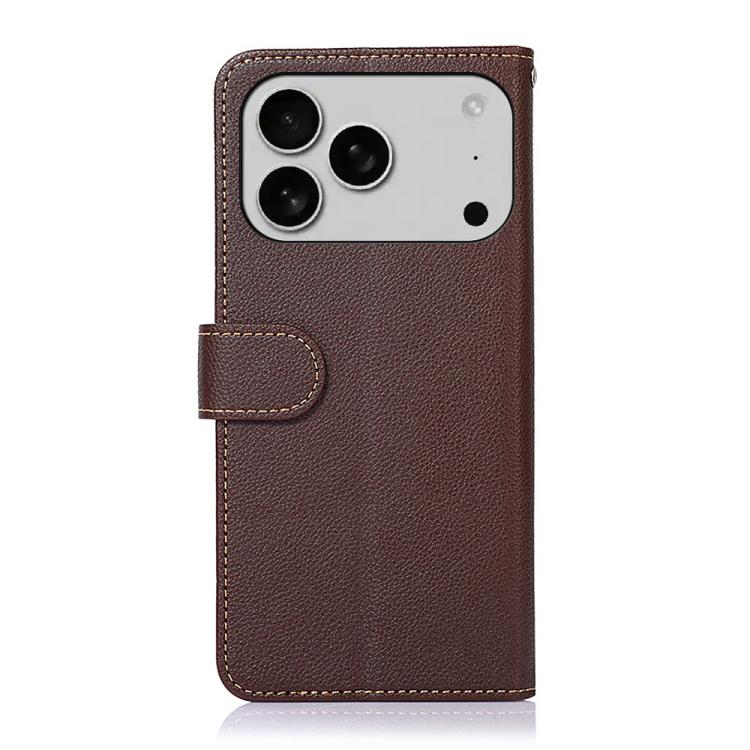 For iPhone 17 Pro Max KHAZNEH Litchi Texture Leather RFID Phone Case(Brown) - free shipping - PMc TechLife - Order now!