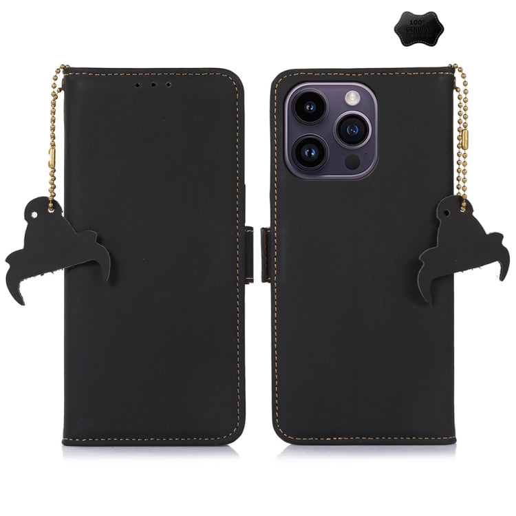 For iPhone 16 Pro Max Genuine Leather Magnetic RFID Leather Phone Case(Black) - iPhone 16 Pro Max Cases by PMC TechLife | Online Shopping South Africa | PMC TechLife | Buy Now Pay Later Mobicred