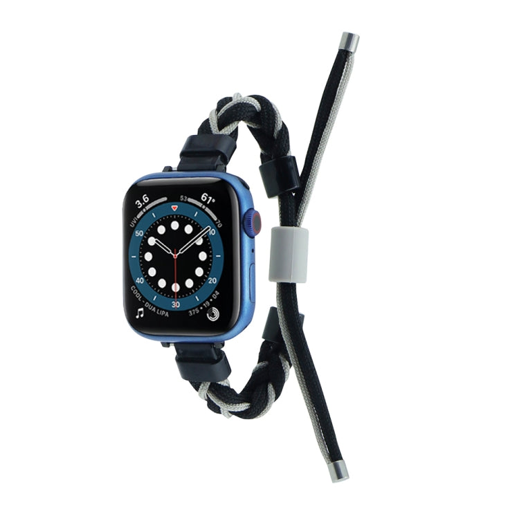 Silicone Bean Braided Cord Nylon Watch Band For Apple Watch Ultra 49mm(Black Grey) - free shipping - PMC Jewellery - Order now!
