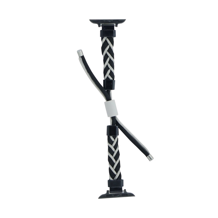 Silicone Bean Braided Cord Nylon Watch Band For Apple Watch Ultra 49mm(Black Grey) - free shipping - PMC Jewellery - Order now!
