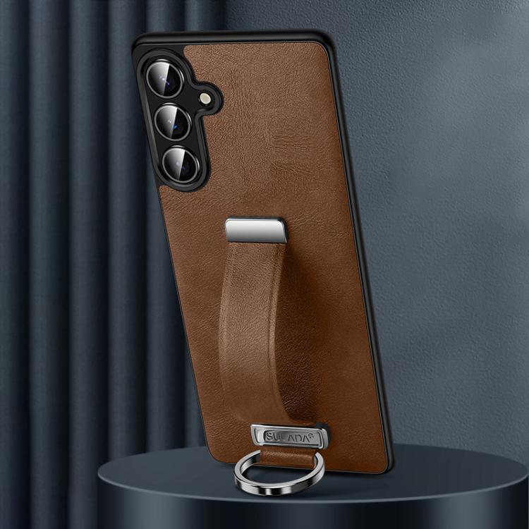 For Samsung Galaxy S25+ 5G SULADA PC Hybrid Leather Texture Skin Feel Shockproof Phone Case(Brown) - Galaxy S25+ 5G Cases by SULADA | Online Shopping South Africa | PMC Jewellery | Buy Now Pay Later Mobicred